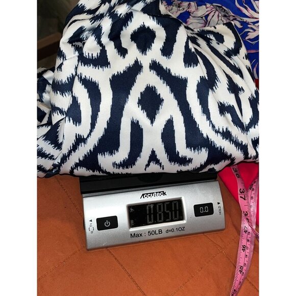 Gretchen Scott Blue & White Ikat Print Dress 3/4 Sleeves & Stand Collar Women's - Picture 9 of 9